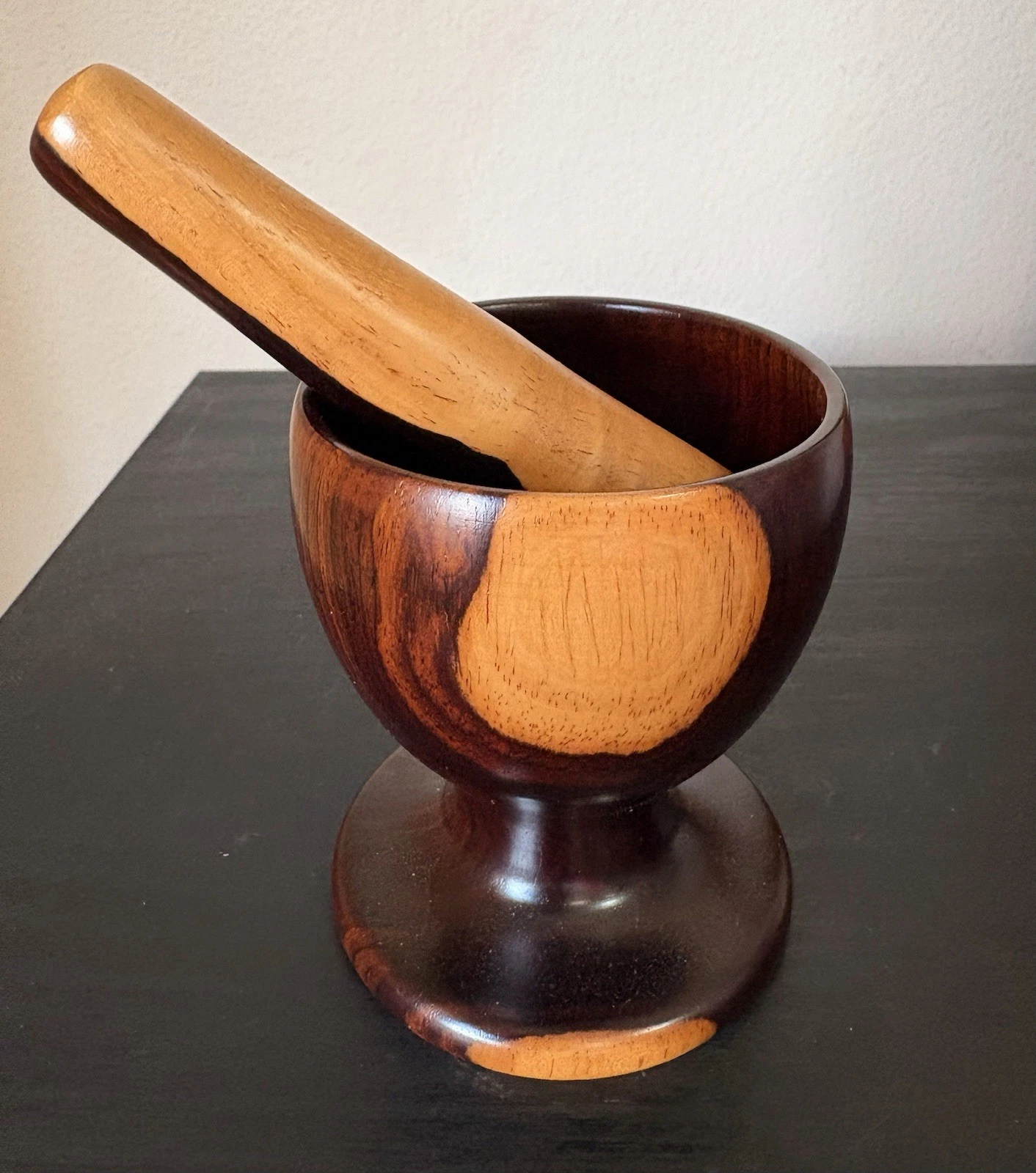 Handmade Mortar and Pestle Set Solid Granadillo Wood 5 Inch