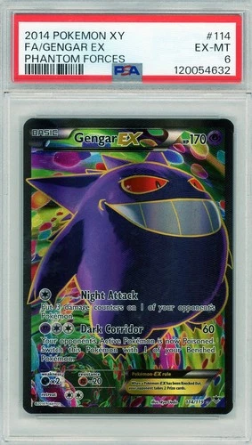 2014 Pokemon XY Phantom Forces Gengar EX Full Art #114 PSA 6