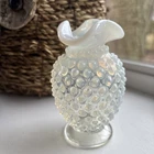 Vintage Fenton French Opalescent Hobnail Mini Triangular 3 .5” Bud Vase