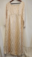 Custom Victorian Bridal Coquette Dress Wmn S White Lace Satin Long Sleeve Gown