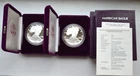 American Eagle Launch 1986S + '87S 1 Troy Oz .999 Silver Proofs OGP and COAs