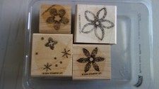 Retired Stampin Up Wood Mounted Rubber Stamps 2004 Burst Into Bloom Flowers