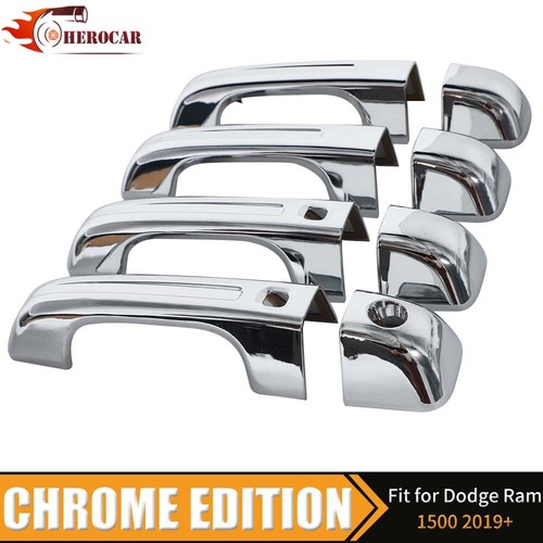 🌟 For 2019-2024 Dodge Ram 1500 4dr Chrome Door Handle COVERS W/ KH W/ 2 SMTKH - Picture 3 of 8
