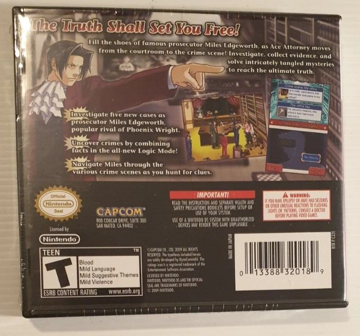 ACE ATTORNEY INVESTIGATIONS: MILES EDGEWORTH Game for Nintendo DS ***BRAND NEW** - Image 2 of 4