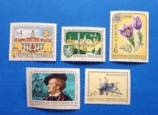 Austria Stamps, Scott 1344-1348 Complete Sets MNH
