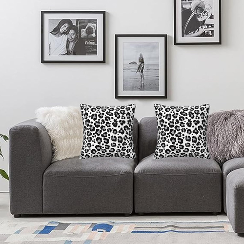 White and Grey Leopard Print Pillow Covers 18X18 in Couch Cheetah Pillow Case Se - Picture 2 of 12