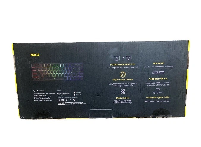 DREVO NAGA 68-Key Wired RGB Mechanical Gaming Keyboard - Image 2 of 4