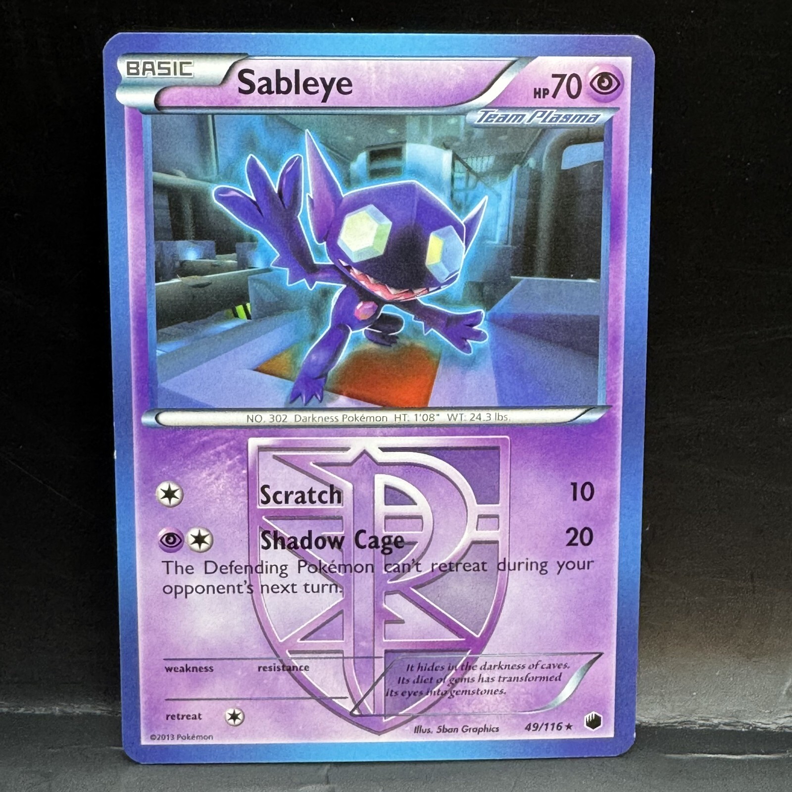 Sableye 49/116 Rare Black & White: Plasma Freeze Pokemon Card LP EXC