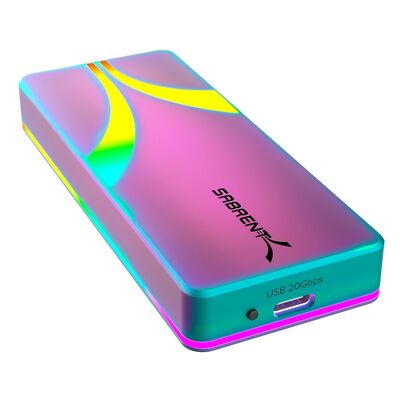 SABRENT Rocket RGB USB C 20Gbps M.2 SATA/NVMe SSD Enclosure (EC-RGBC)