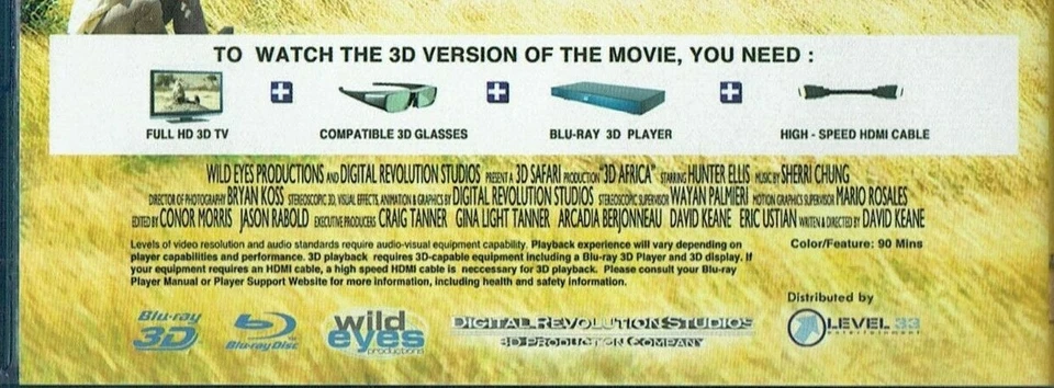 SAFARI 3D - Africa - Blu-Ray. Hunter Ellis. New Sealed - Image 4 of 4