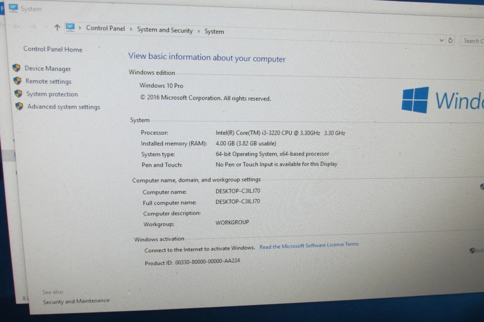 Lenovo Computer Edge72 TOWER Intel i3-3220 3.3GHZ Quad Core 4GB DDR3 500GB win10 - Image 4 of 4