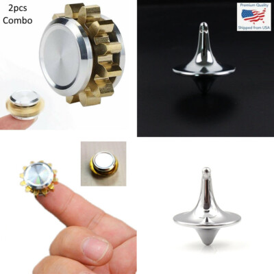 2pcs Combo - MINI Gear Metal & Spinning Gyro Top Fidget Stress Relief Spinner