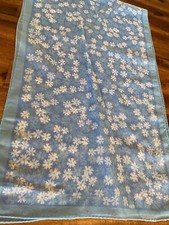 vintage oblong scarf In Blue And White Flowers 13  By 42  