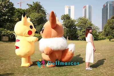 Anime pokemon Eevee Pikachu Inflatable Flareon Costume Mascot Anime Cosplay  Halloween Carnival Costumes Mascot costume Adult - AliExpress