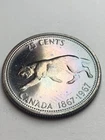 UNC 1967 Canada 25 cents Attractive Rainbow TONING