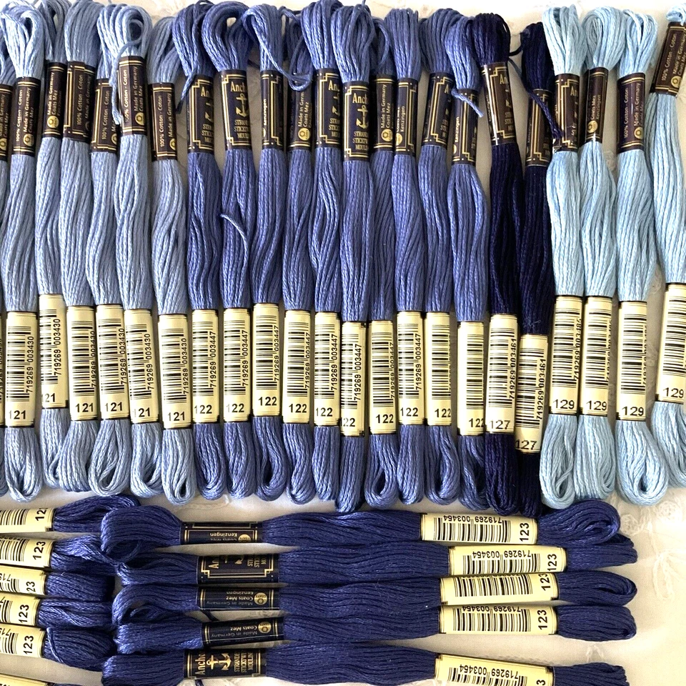 Anchor Stranded Sticktwist Mouline 8M Emb Thread Lot of 44 Blue Series 120's New - Image 4 of 4