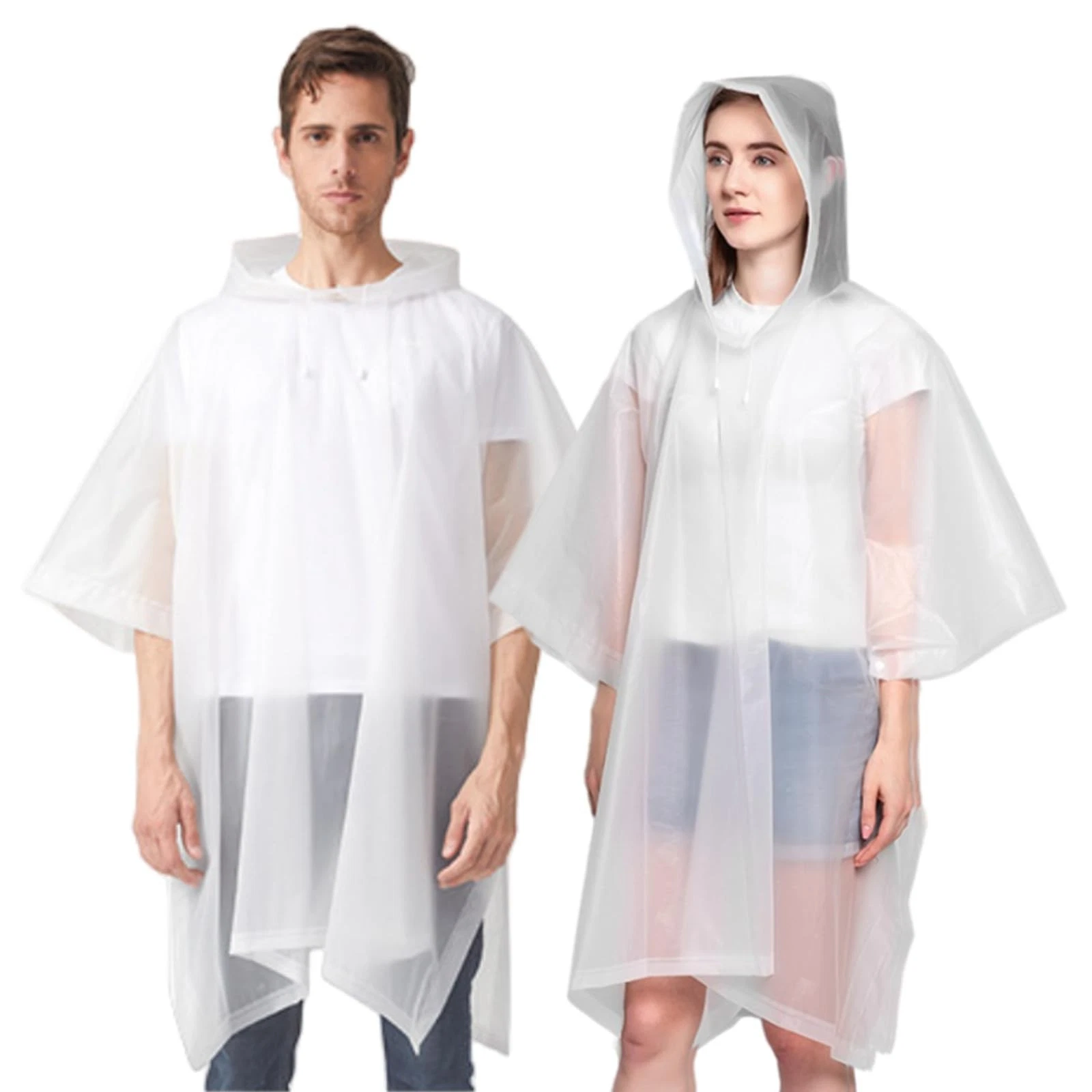 Rain Ponchos for Adults (2 Pack), Reusable EVA Rain Poncho Portable Rain Coats f - product detail image 1