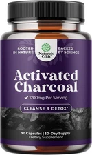 Cleanse and Detox Activated Charcoal Capsules Purifying 1200mg Per Serving 90ct