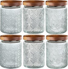 6-Pack 24 OZ Vintage Glass Jar with Lid, Airtight Food Storage Canisters with