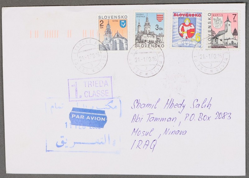 MayfairStamps Slovakia 2002 to Mosul Iraq Cover aaz_90017