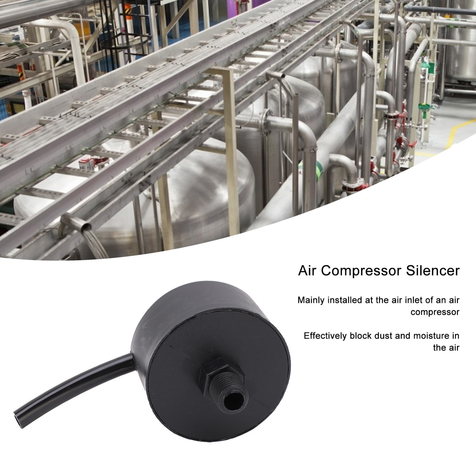 Air Compressor Silencer Cannula Type Plastic G1/4 Thread Intake OilFree Filter M