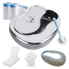 Bed Pan Set Stainless Steel Bed Pans for Elderly Females Men Disabled Bedpan ...