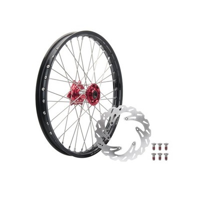 Tusk Impact Complete Front Wheel Package 21 x 1.60 Black Rim/Silver Spoke/Red