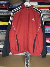 Adidas Vintage Red Black Track Jacket Size L 3-Stripes Y2K