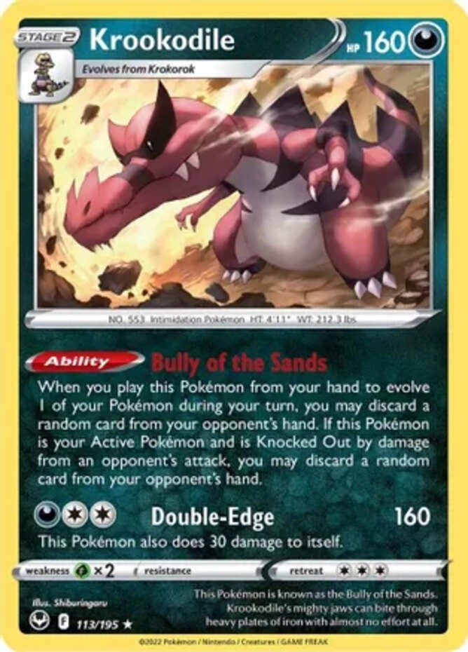 Krookodile - 113/195 - Holo Rare - Reverse Holo - Near Mint