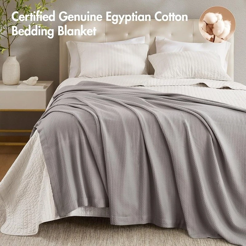 Egyptian Cotton Lightweight Breathable King Size Blanket Soft Durable Comfort US - Image 4 of 4