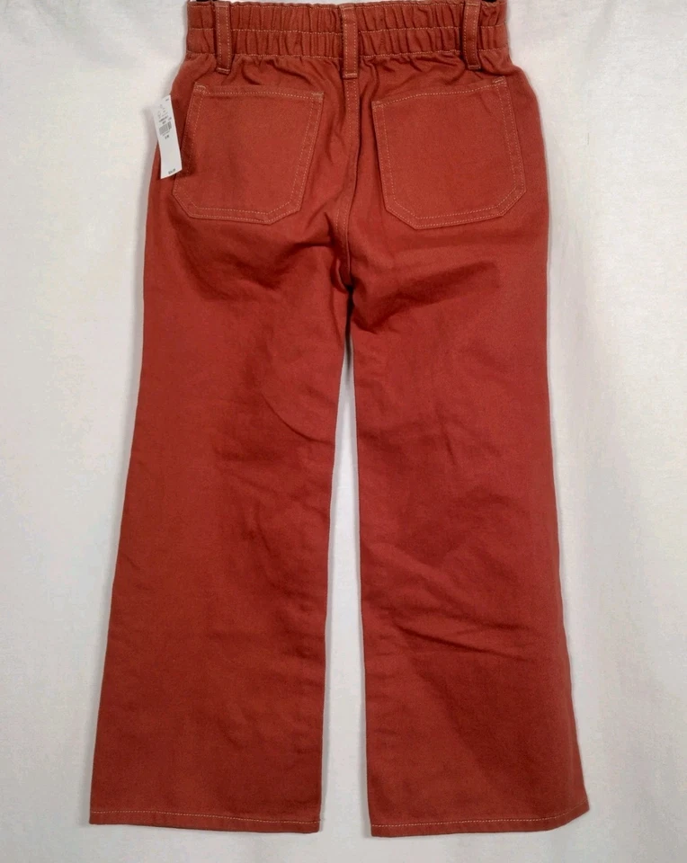 Old Navy Pants Girls Small 6 Baggy Wide Leg High Rise Rust Elastic Canvas READ - Image 2 of 4