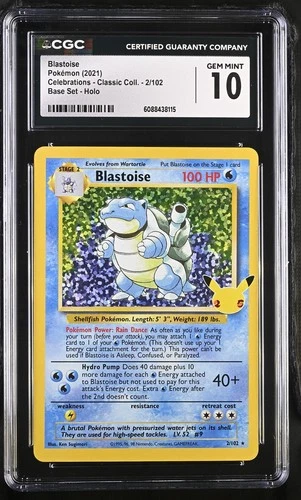 2021 Pokemon Celebrations Classic Coll. 2/102 Blastoise Holo CGC 10 Gem Mint
