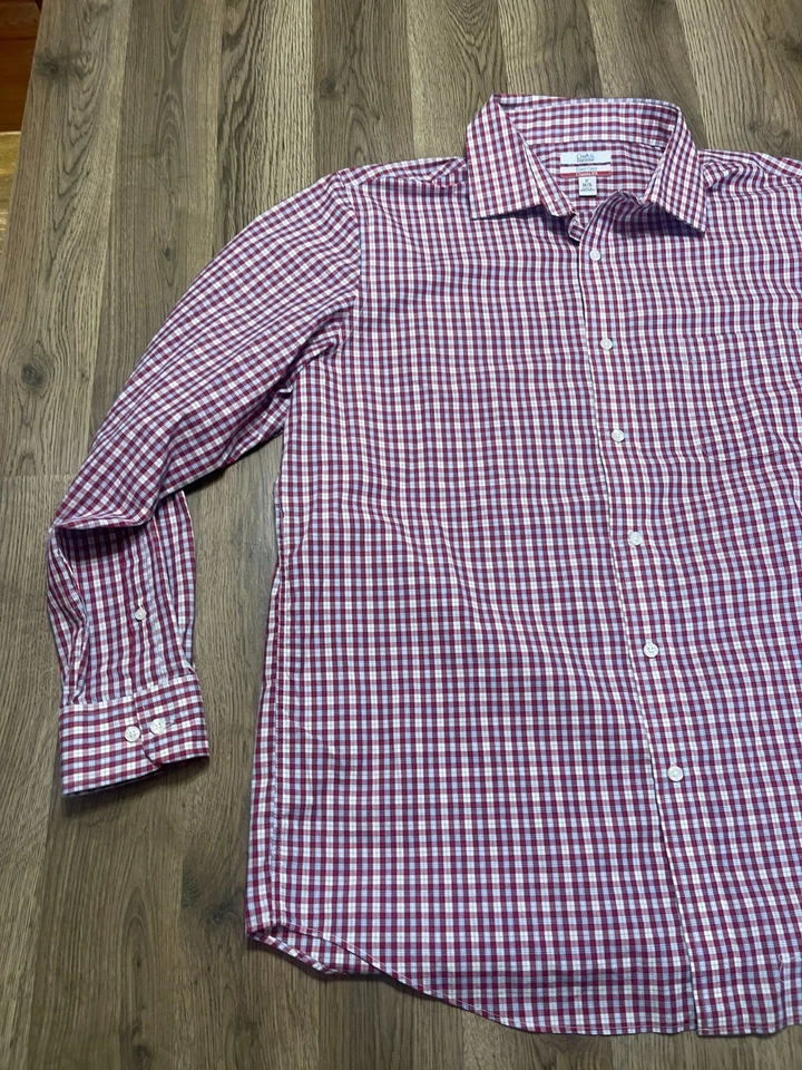 Croft & Barrow Shirt, Men's Size 17 34/35, Blue White Red Classic Fit Button Up - Image 3 of 4