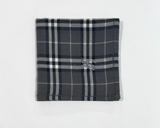 HANDKERCHIEF BURBERRY MEN PLAID CHECK Black Gray COTTON POCKET SQUARE 18