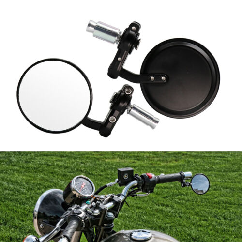 Black Handle 7/8" Bar End Motorcycle Rear View Side Mirror For Honda GROM MSX125 