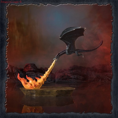 Game of Thrones Black Dragon Drogon Figure Metal Statue Model Hand Painted Toys - Picture 10 of 22