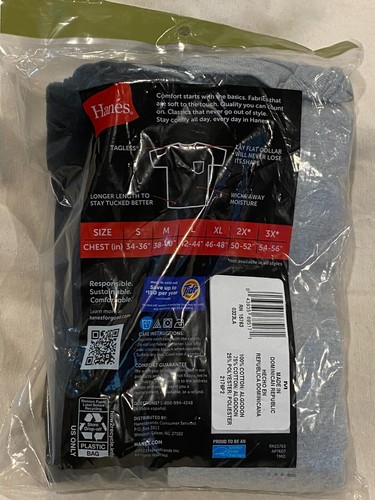 NIP HANES Men's Size Med (38-40) Pocket T's 2 Pack Black/Gray Cool Comfort - Picture 4 of 4
