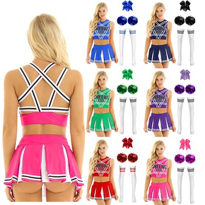 Damen Tanzbekleidung Nachtclub Weste Und Miniröcke Cheer Leader Dress Up Sport