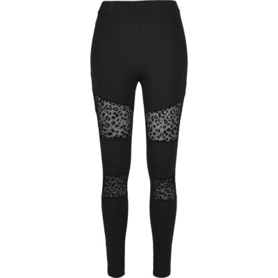 Urban Classics Ladies Flock Lace Inset Leggings Transparent Mesh Inserts
