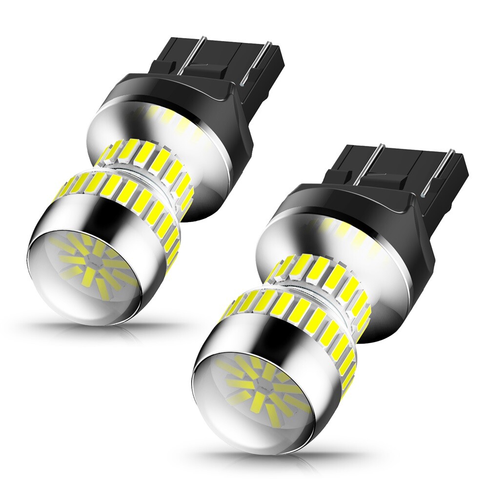 2-Pack 7440 7443 4014 54SMD 12V High-Power White LED Reverse Light Bulbs for Cars