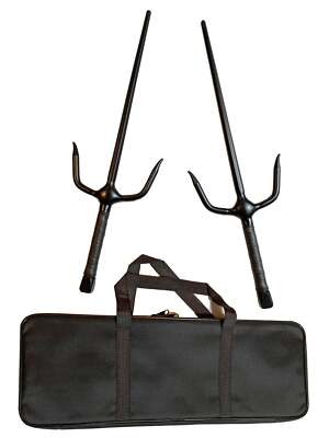 TEKKA BUDO Set Sai Gabeln schwarz mit Waffentasche 48.5 cm (Paar) Octagon Form