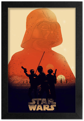 STAR WARS TATOOINE SUNSET DARTH VADER 13x19 FRAMED GELCOAT POSTER