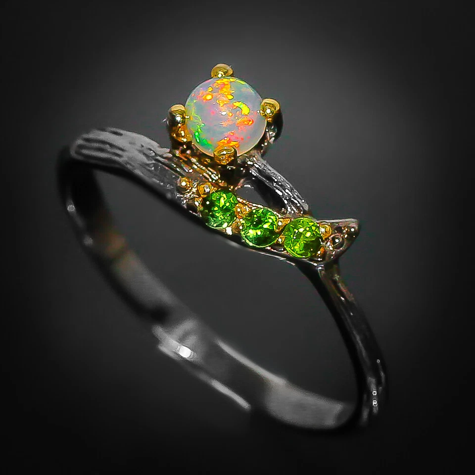 Handgefertigter Schmuck natürlicher Opal Sterlingsilber 925 Ring / RVS253