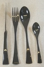 Unbranded Glossy Black Stainless Steel Flatware 4 Piece Setting New Unused 