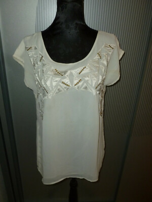 Promod White T Shirt Blouse 36 S