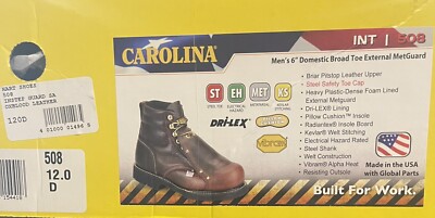 CAROLINA MEN\'S EXTERNAL METGUARD WORK BOOTS 508  Broad Toe Size 6.0 D Carolina 6″ Domestic Broad Toe External MetGuard 508 | XLfeet main image 2