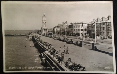 RPPC Herne Bay UK Postcard Early 1900s Rare England Promenade Clock Tower Fashio