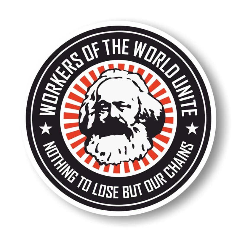 Sticker rund Motiv Workers of the World Unite rund