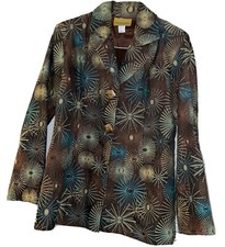 Womens Painted Pony Blazer Suit Jacket Tapestry Brown Blue Small USA vg
