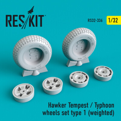 Reskit RS32-0336 Hawker Tempest/Typhoon wheels set type 1 (weighted), 1:32 scale